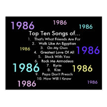 1986 Songs Postcard