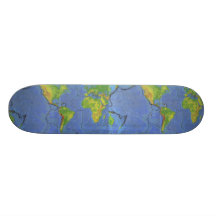 1994 Physical World Map - Tectonic Plates - USGS Skate Boards