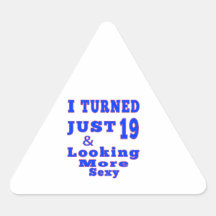 19 birthday design triangle sticker