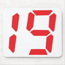 19 nineteen  red alarm clock digital number mouse mat