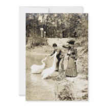 19th C. Swans in Paris Personalized Invitation
