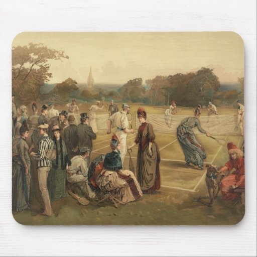 19th Century Game of Women's Lawn Tennis from 1887 Mousepads