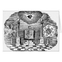 19th Century Masonic Blockcut engraving Greeting Cards