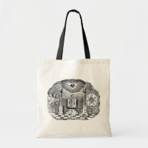 19th Century Masonic Blockcut engraving Tote Bags