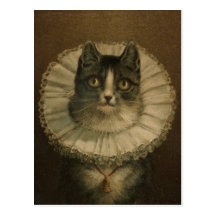 19th Century Vintage Cat Painting Post Card