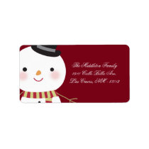 1.25"x2.75" Crimson Red Snowman Mailing Address