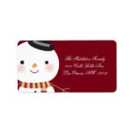 1.25"x2.75" Crimson Red Snowman Mailing Address Address Label