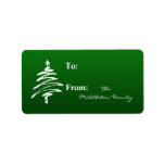 1.25"x2.75" Green Whit XMAS Tree Stick On Gift Tag Personalized Address Labels