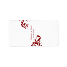 1.25"x2.75" Hershey's Miniature Crimson Red Floral Personalized Address Labels