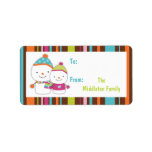 1.25"x2.75" Modern Snowman Stick On Gift Tag Custom Address Label
