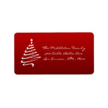 1.25"x2.75" Red White XMAS Tree Mailing Label