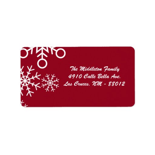 1.25"x2.75" Red XMAS Snowflake Mailing Address Address Labels