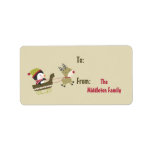 1.25"x2.75" Tan Penguin Rudolf Stick On Gift Tag Address Label