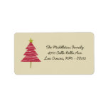 1.25"x2.75" Tan & Red XMAS Tree Mailing Address Labels