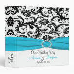 1.5" Blue, White, and Black Damask Wedding Binder