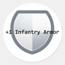 +1 Armour Round Stickers