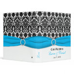 1" Blue, Black, and White Damask Wedding Binder