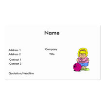 #1 Bowler Bowling Girl Cartoon Business Card Template