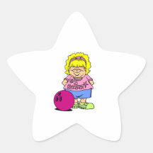 #1 Bowler Bowling Girl Cartoon Star Stickers