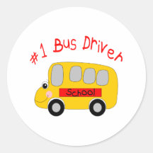 #1 Bus Driver Round Stickers