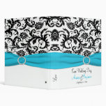 1" classeur bleu, blanc, et noir de mariage damass