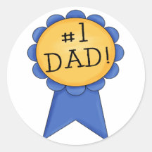 #1 Dad (ribbon) Round Sticker