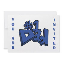 #1 Dad Text Design in Blue Announcements