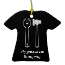 #1 Grandpa Best Grandpa Black & White Christmas Christmas Ornaments