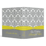 1" Grey Damask with Yellow Wedding Binder