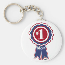 #1 Mom Blue Ribbon Key Chain