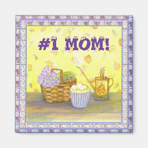 #1 Mom! by Brigid O'Neill Hovey Magnets