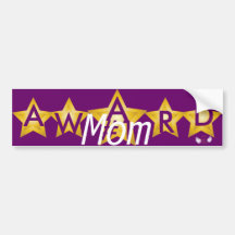 #1 Mom Five Gold Stars Award Bumper Sticker-Cust.