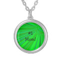 #1 Mom Green Radiating Planet Necklace