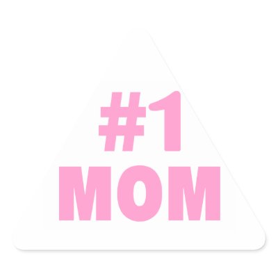 #1 Mom (Pink) Triangle Sticker by TeeZazzle