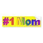 #1 Mom Rainbow 3D Yellow Bumper sticker