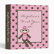 1" Photo Binder Scrapbook Pink Sock Monkey