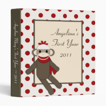 1" Photo Binder Scrapbook Red Sock Monkey