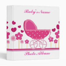 1" Pink Stroller Baby Photo Album Vinyl Binders