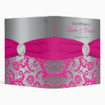 1" Silver/Grey and Pink Damask Wedding Binder