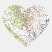 1 x 2 Degree Topographic Map Heart Sticker