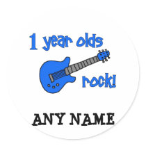 1 year olds rock! Personalized Baby's 1st Birthday Round Stickers
