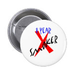 1 Year Red Ex-smoker Pinback Button
