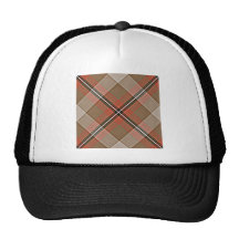 1JPEG BROWN RED WHITE BLACK PLAID PATTERN TEXTURES TRUCKER HAT