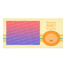 1st Birthday Baby Lion Photo Card