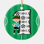 1st Birthday Blue and White Soccer Goal Ornament
