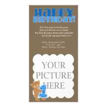 1st Birthday - Boy - Announcement Photo Card Template