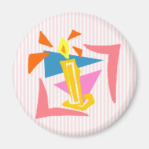 1st Birthday Candle Fridge Magnets