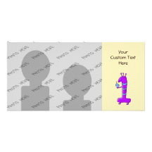 1st Birthday. Cartoon in Purple. Picture Card