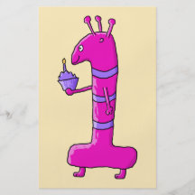 1st Birthday Cartoon. Pink Birthday Monster. Flyer