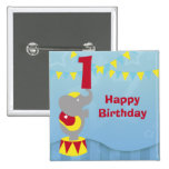 1st Birthday Circus Elephant Button